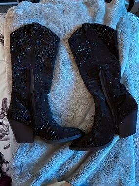 Forever 21 Black Embellished Over-the-Knee Boots